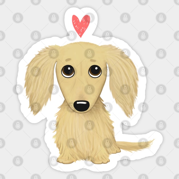 Cute Dog | Longhaired Cream Dachshund with Heart Sticker by Coffee Squirrel